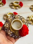 Gold And Red pearls Tlight Holder
