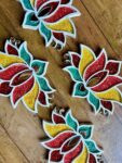 Lotus Rangoli Stencils with glitters Set