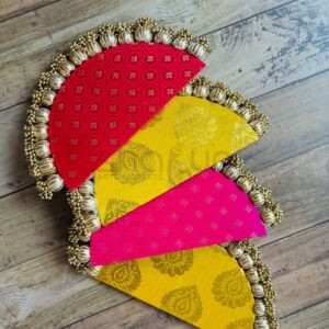 Patola Half Circle plates pink /yellow