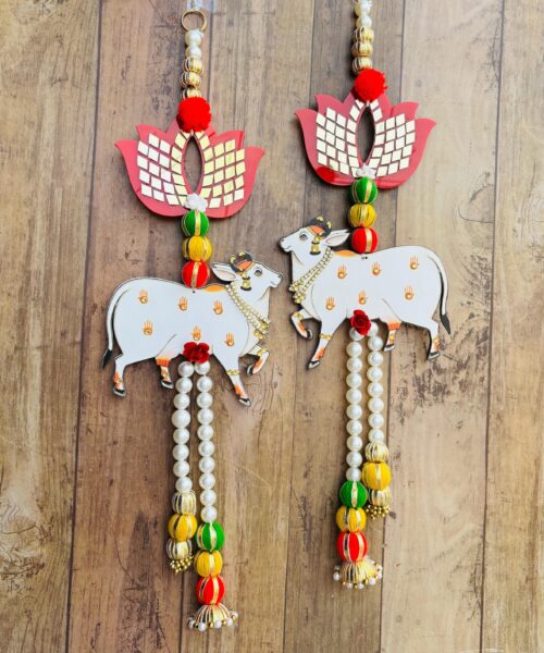 Mirror work  Pichwai Cow and  Lotus  Hanging