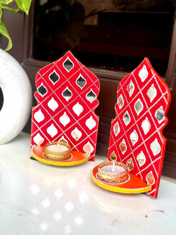 Mirror work Jharokha with Tlight Holder