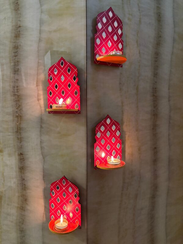 Mirror work Jharokha with Tlight Holder