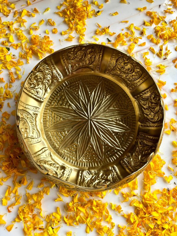 Antique Carved Brass Urli