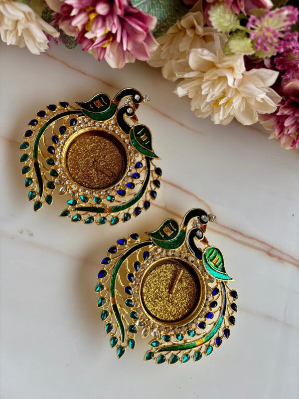 Peacock  Diya Pair